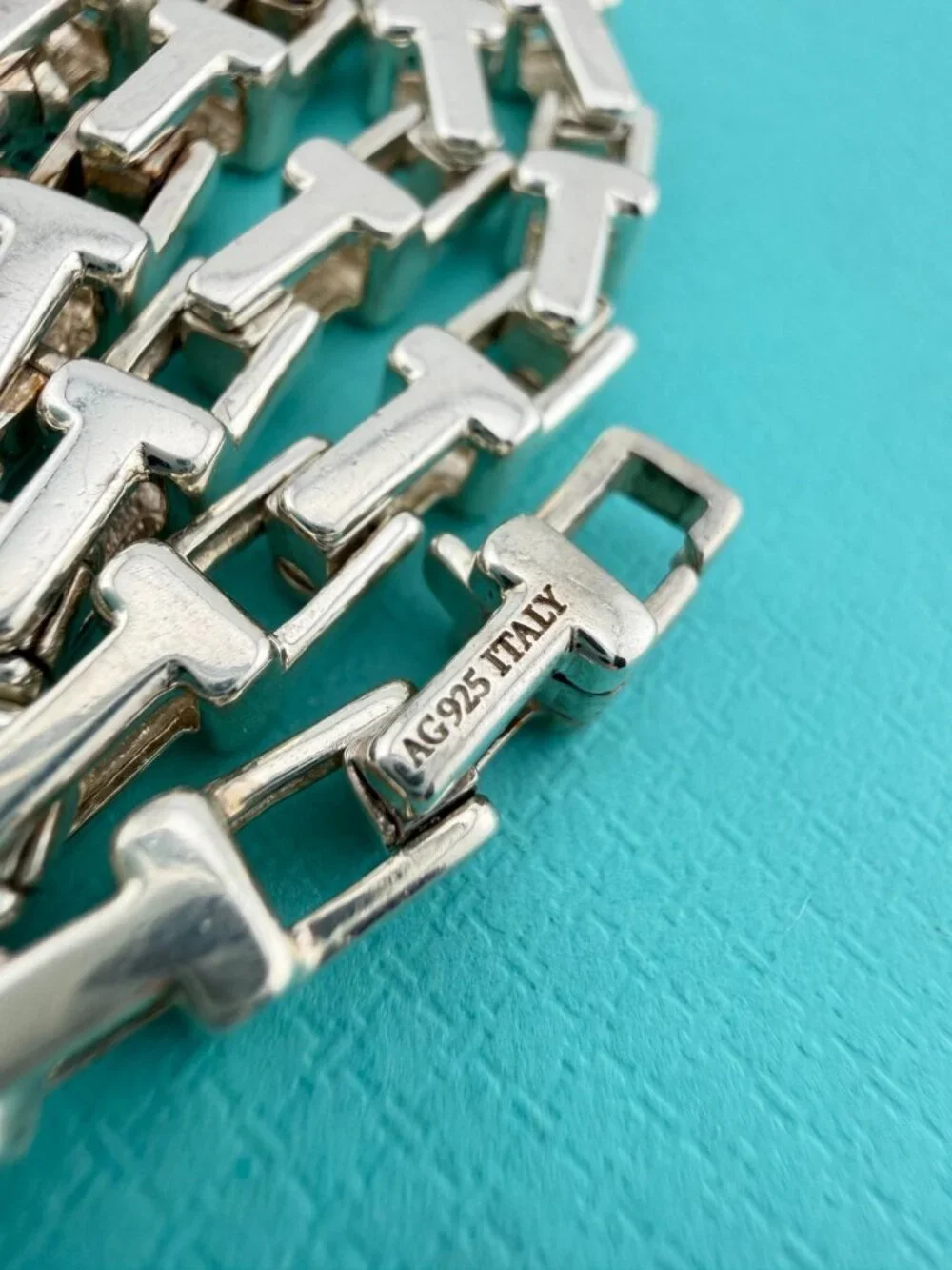 Tiffany & Co. Narrow T Link Chain Necklace Sterling Silver 20in 39g Retired